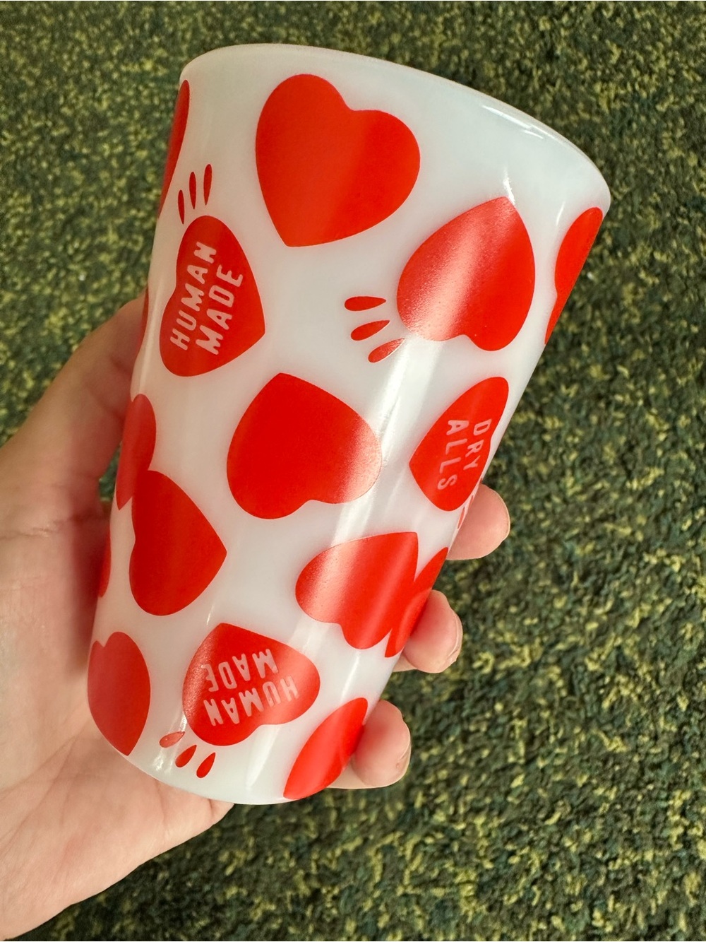NIGO Human Made x Olde Milk-Glass Japan Tumbler with Red Hearts